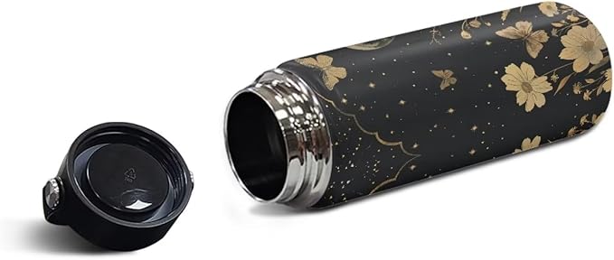 Moon Butterfly Insulated Water Bottle 18 Oz Stainless Steel Leak Proof Vacuum Easy to Clean Lightweight Keeps Cold and Hot Great for Travel Hiking Biking Running