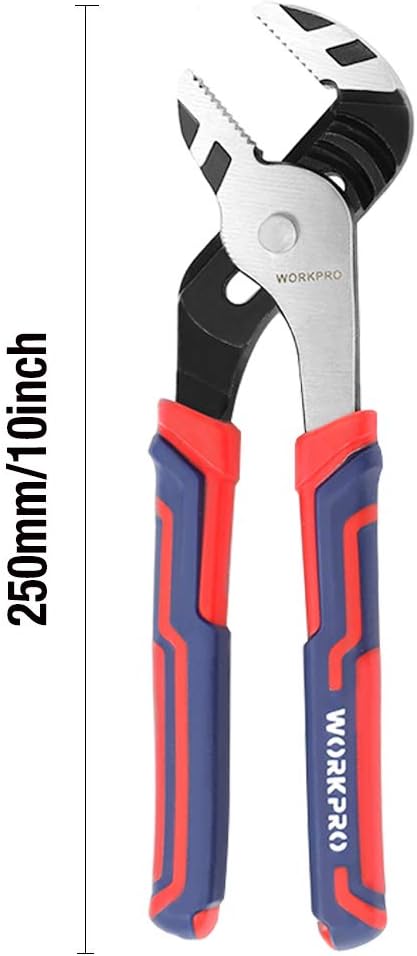 WORKPRO 10-Inch Groove Joint Pliers, Adjustable Water Pump Pliers in CRV Steel for Home Repair, Gripping, Nuts, Bolts, Pipe & Fittings