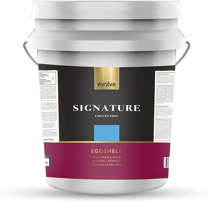 EVOLVE Signature Paint & Primer: Luxury Paint & Primer for Indoor & Outdoor Surfaces, Minimal Odor, Eggshell Sheen (Bimmer Blue, 5 Gallon)