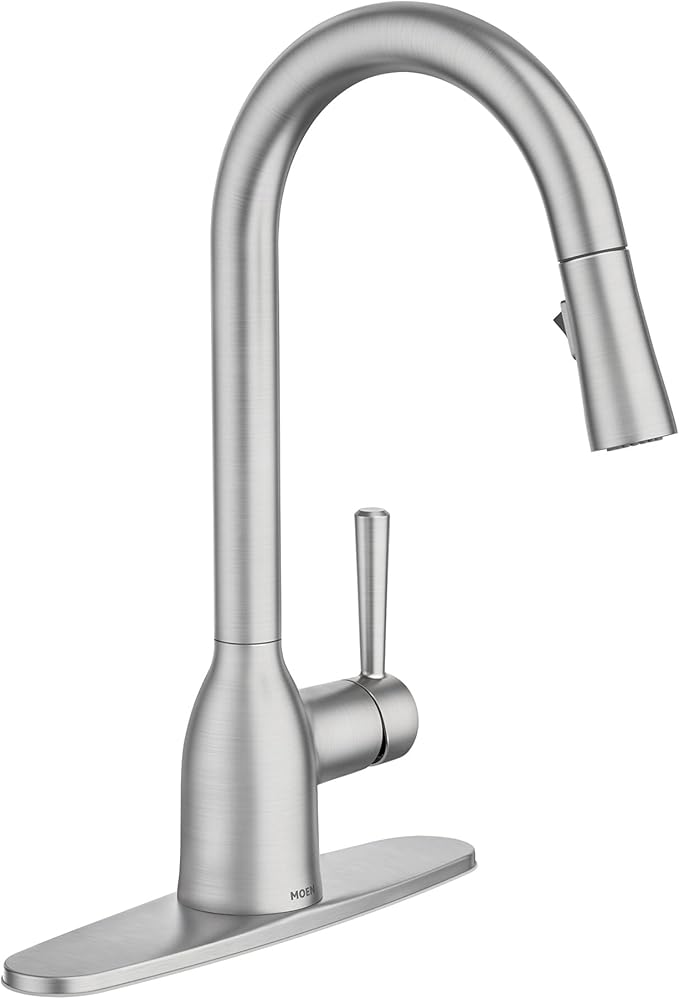Moen Adler Spot Resist Stainless One-Handle High Arc Pulldown Kitchen Faucet with Power Clean, 87233SRS