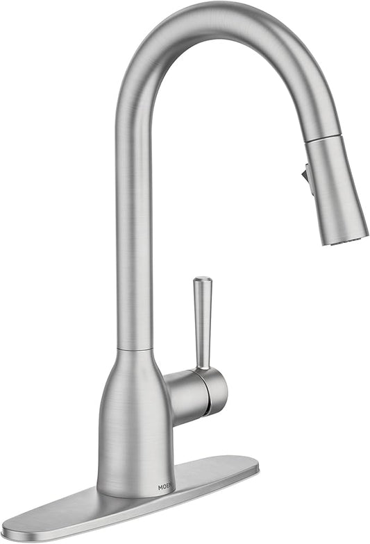 Moen Adler Spot Resist Stainless One-Handle High Arc Pulldown Kitchen Faucet with Power Clean, 87233SRS