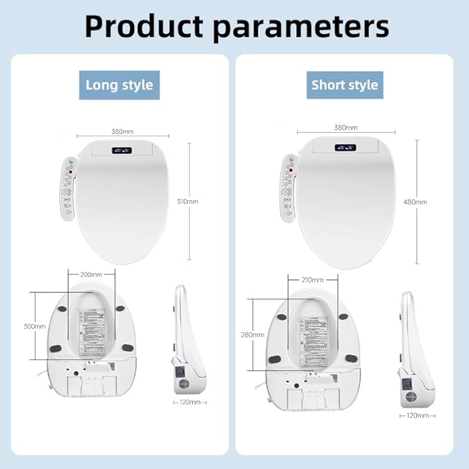 Bidet Toilet Seat with Heated Seat,Smart toilet seat LED Night Light, Multiple Wash Modes, Side Handle Control, Elongated & Round Options（long）