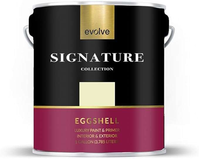 EVOLVE Signature Paint & Primer: Luxury Paint & Primer for Indoor & Outdoor Surfaces, Minimal Odor, Eggshell Sheen (Citrus Yellow, 1 Gallon)