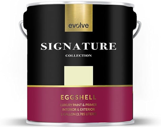 EVOLVE Signature Paint & Primer: Luxury Paint & Primer for Indoor & Outdoor Surfaces, Minimal Odor, Eggshell Sheen (Citrus Yellow, 1 Gallon)