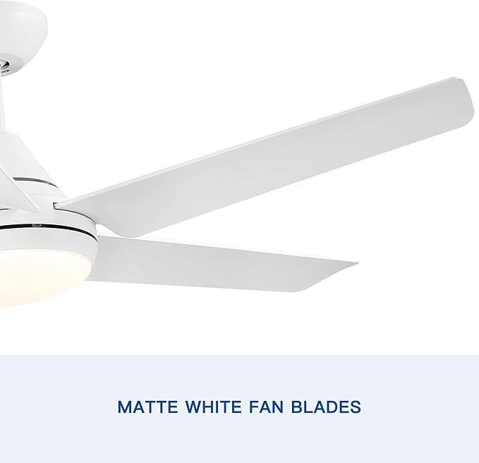 NicBex Ceiling Fan 48 Inch Modern Ceiling Fans with Integrated LED Light and Remote Control Double Finish Ceiling Fan with 5 Blades for Living Room, Bedroom, White