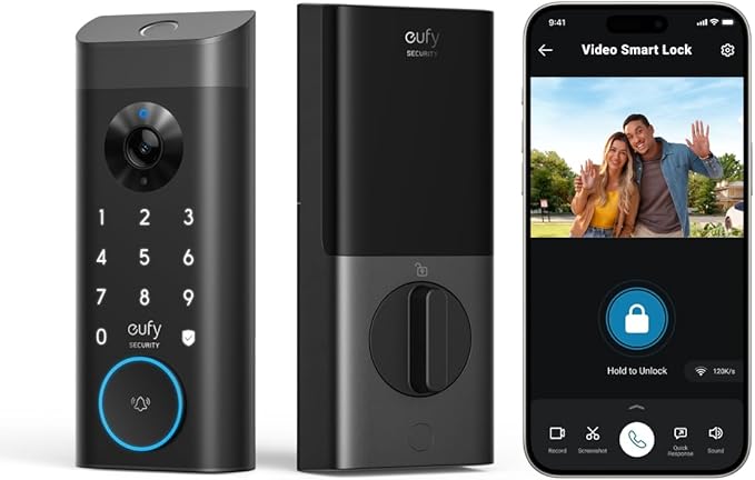 eufy Security Video Smart Lock E330, 3-in-1 Camera+Doorbell+Fingerprint Keyless Entry Door Lock, Smart Built-in Wi-Fi Deadbolt for Front Door, Auto Lock, App Remote Control, Easy Installation