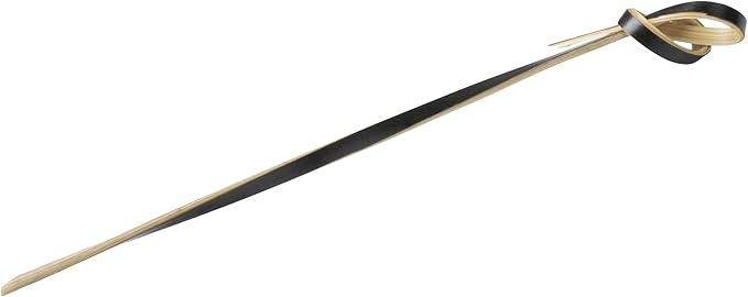 Restaurantware 6 Inch Twisted Bamboo Skewers 1000 Sturdy Disposable Bamboo Food Picks - Sturdy Looped Knot Black Bamboo Appetizer Picks Sustainable For Serving Appetizers and Cocktail Garnishes
