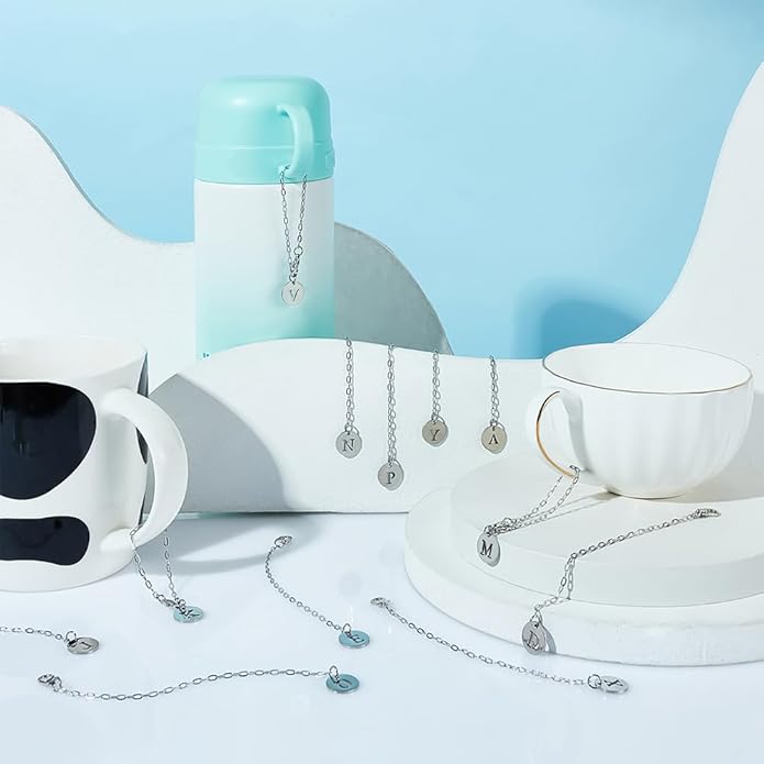 AHANDMAKER 26 PCS Letter Charm For Cups Water Bottle Charms Accessories Name ID Initial Letter Handle Personalized Charm for Stanley Tumbler Cup