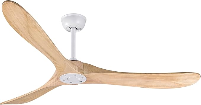 Bigzone 60" Modern Ceiling Fan No Light, Energy Efficient DC Motor, 3 Balsa Wood Blades, Wood Ceiling Fan With Remote Control,Reversible Blades