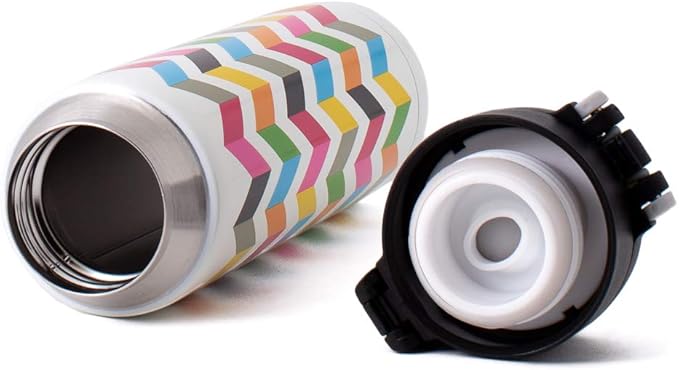 French Bull Double Wall Stainless Steel Vacuum Insulated Bottle, Travel Mug, Tumbler, Thermos, Flask with Easy Open Spill-Proof Lid, 17oz, Ziggy