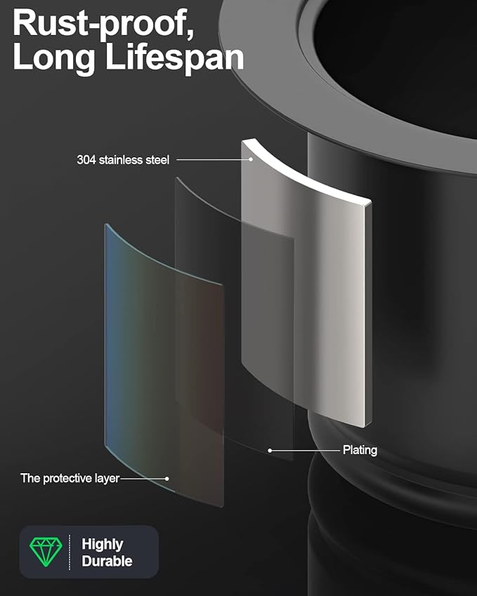 BOTEMY Extended Garbage Disposal Basket Strainer Stopper, Deep 304 Stainless Steel Kitchen Sink Flange for 3-1/2 Inch Standard Sink Drain Hole, Matte Black Deep Sink Disposal Stopper with Flange