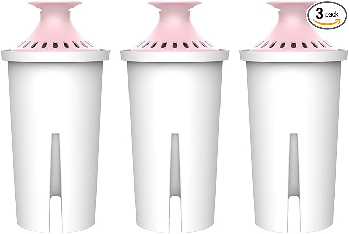 AQUA CREST Magnesium Water Filter, Intended for Brita® Pitchers and Dispensers, Everyday, UltraMax, Metro+, XL and More, 2 Months, Reduces Chlorine, 3 Count