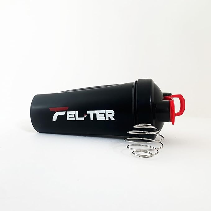 Protein Shaker Bottle – Shaker Bottle for Protein Mixes and Supplement Shakes, Protein Shaker Cup, Stainless Steel Shaker Ball Wire Whisk (Black, 24 - Ounce)