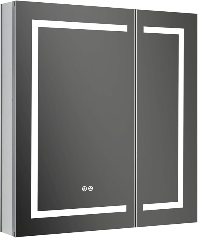 Blossom LED Mirror Medicine Cabinet with Lights, 30x32 Inch | LED Lighted Bathroom Medicine Cabinet | Recessed or Surface with Defogger, 3 Color Dimmer | Makeup Mirror | 3 Adjustable Glass Shelves