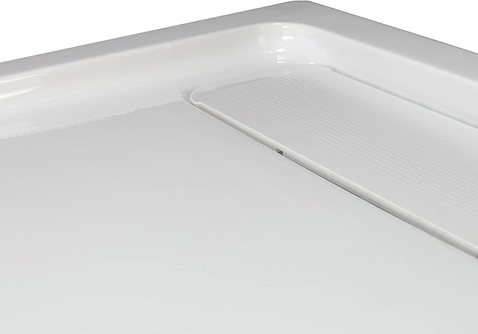OVE Decors 60-in W x 32-in D Shower Base Pan Rectangle, Hidden Side Drain, White Acrylic, Reversible Design