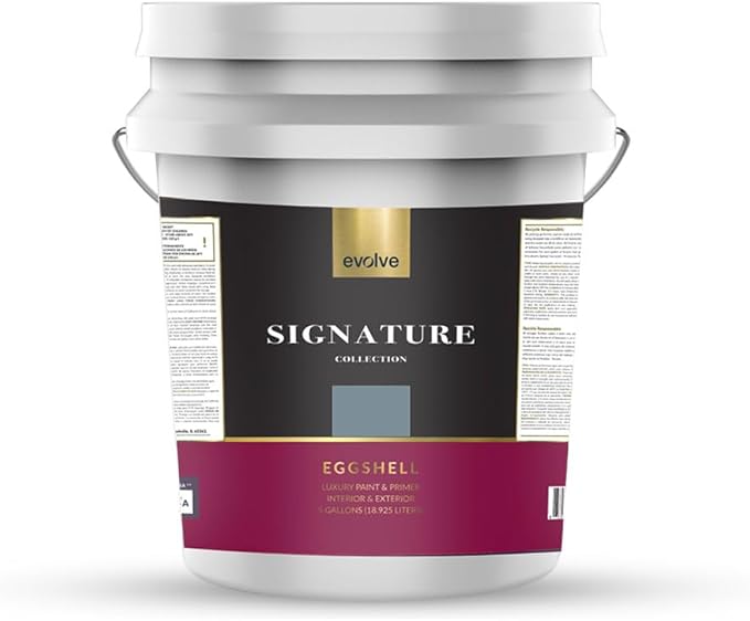 EVOLVE Signature Paint & Primer: Luxury Paint & Primer for Indoor & Outdoor Surfaces, Minimal Odor, Eggshell Sheen (Chalk Blue, 5 Gallon)