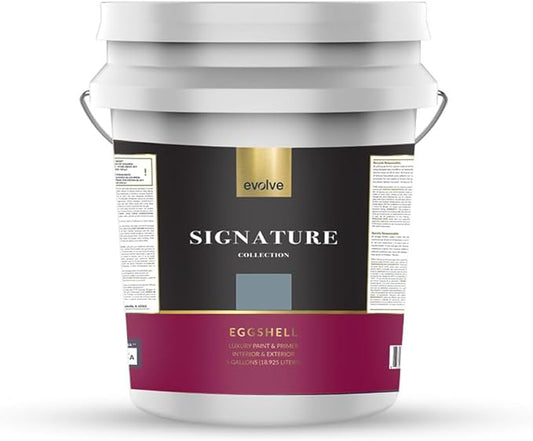 EVOLVE Signature Paint & Primer: Luxury Paint & Primer for Indoor & Outdoor Surfaces, Minimal Odor, Eggshell Sheen (Chalk Blue, 5 Gallon)