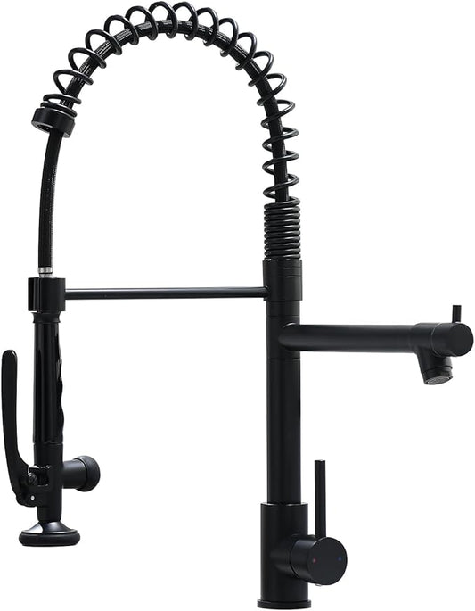 Fapully Black Kitchen Faucet,Commercial Pull Down Kitchen Sink Faucet with Sprayer