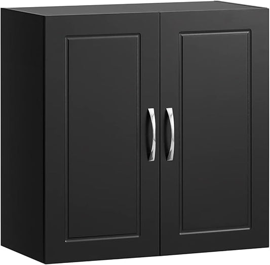 SoBuy Bathroom Kitchen Wall Cabinet, Garage or Laundry Room Storage Medicine Cabinet, Linen Tower Bath Cabine with Shelf, Black FRG231-SCH