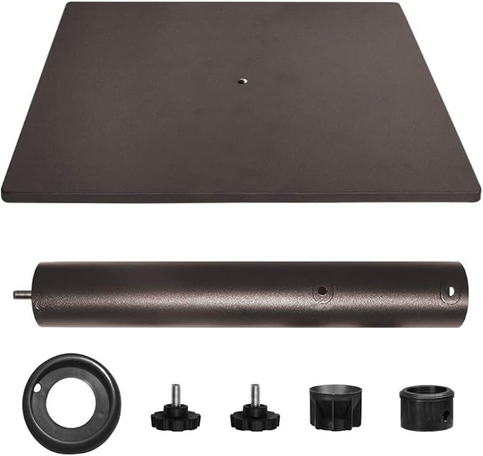EliteShade USA Up to 160 lbs Square Umbrella Base Steel Plate Stand Market Patio Outdoor Heavy Duty Umbrella Holder, Bonus 18.5" Square Weight Sand Bag, Sand is not Included, Reddish-Brown