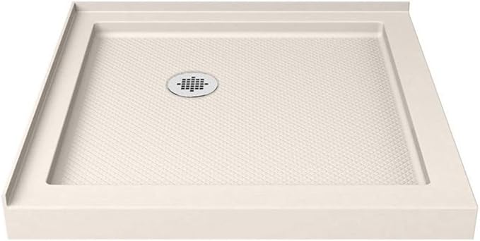 DreamLine SlimLine 42 in. D x 42 in. W x 2 3/4 in. H Double Threshold Shower Base in Biscuit, DLT-1042420-22