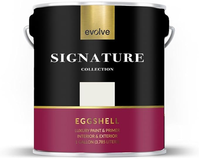 EVOLVE Signature Paint & Primer: Luxury Paint & Primer for Indoor & Outdoor Surfaces, Minimal Odor, Eggshell Sheen (Gypsum White, 1 Gallon)