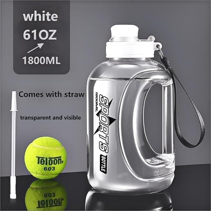 Generic Liquid Sports Water Bottle with Strap and Handle for Running Cycling Hiking Swimming Beach Camping Gym Fitness Yoga Weightlifting, FD9E336 (White)