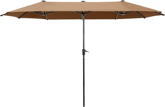 HERA'S PALACE 13 ft Large Patio Umbrella Double-Sided Outdoor Market Umbrella for Poolside Lawn Garden Powerful UV Protective, Tawny