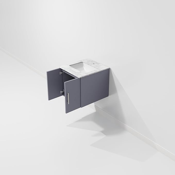 Sonoma 24" W x 22" D Dark Grey Bath Vanity & Carrara Marble Top