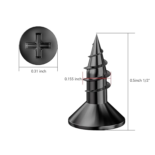 (800Pcs) #8x1/2 Black Wood Screw Quick Metal Self Tapping Flat Head