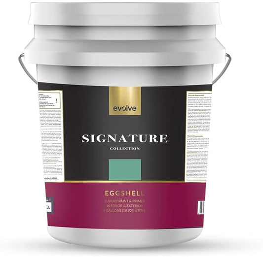 EVOLVE Signature Paint & Primer: Luxury Paint & Primer for Indoor & Outdoor Surfaces, Minimal Odor, Eggshell Sheen (Mint Green, 5 Gallon)