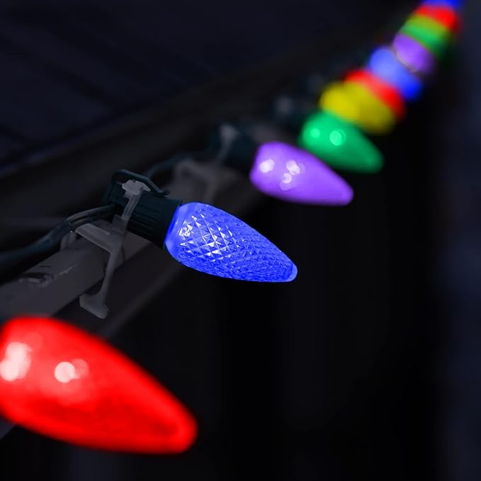 HLO Lighting Set of 500 Pink C9 Faceted LED Christmas Light Bulbs for Indoor & Outdoor Use | Durable Replacement Bulbs