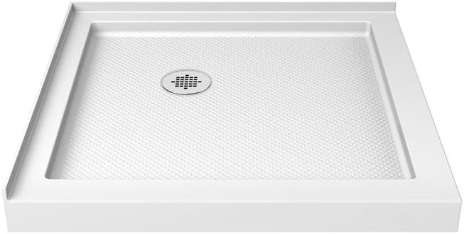 DreamLine SlimLine 36 in. D x 36 in. W x 2 3/4 in. H Corner Drain Double Threshold Shower Base in White, DLT-1036360