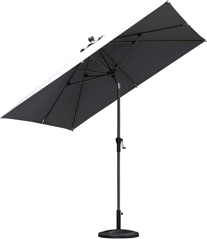 PURPLE LEAF 8' x 8' Square Patio Umbrella Outdoor Table Umbrella Aluminum Frame Market Umbrella Sun Umbrella with 8 Sturdy Ribs & Tilt for Garden Deck Lawn & Pool Light Gray