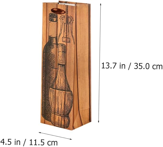 12pcs Wine Packaging Bag Christmas Party Supplies Wine Bottle Tote Bag Wine Bag Storage Pouch Portable Bag Bottle Wrapping Bag Handle Bag Paper Thicken Wine Bag