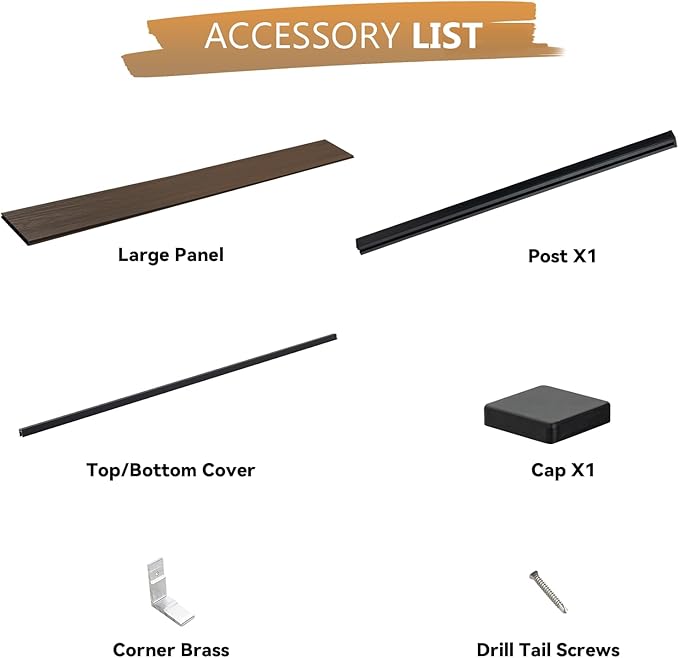 6 Feet×6 Feet Privacy Fence, Outdoor Wood Plastic Composite Fence Panel, Waterproof Security Barriers Fencing (Brown with One 7.6FT Post)