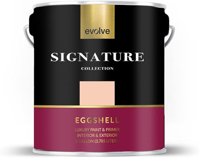 EVOLVE Signature Paint & Primer: Luxury Paint & Primer for Indoor & Outdoor Surfaces, Minimal Odor, Eggshell Sheen (Exotic Peach, 1 Gallon)