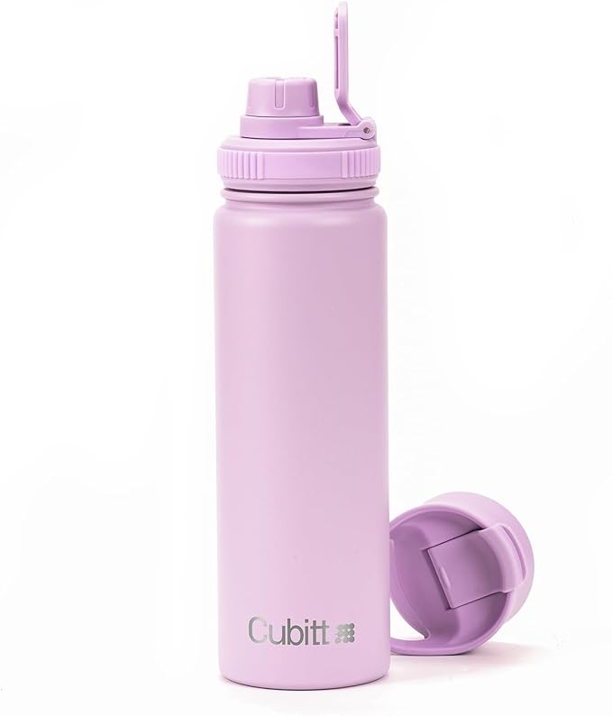 Cubitt Insulated Sports Hydro Water Bottle 24 oz, 2 Lids (Coffee Lid and Wide Mouth Twist Sports Lid), Stainless Steel, Double Walled. Cold for up to 24 hours, Hot for up to 12 hours Purple