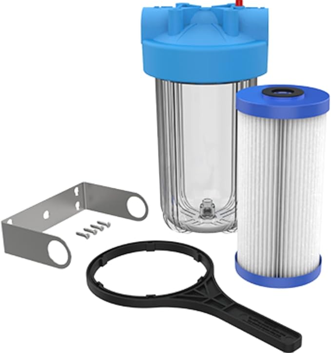 Pentair OMNIFilter BF9C Water Filter System, 10" Whole House Heavy Duty Filtration System, 1" NPT, Includes 10" Clear Heavy Duty Housing, RS6 Sediment Reduction Cartridge and All Tools
