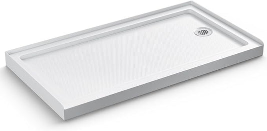60"x 32" Shower Base, Right Drain Single Threshold Shower Pan with Slip Resistant Textured Surface, Stainless Steel Drain Cover（Right）