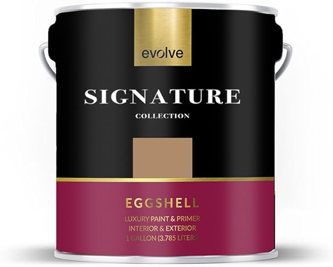 EVOLVE Signature Paint & Primer: Luxury Paint & Primer for Indoor & Outdoor Surfaces, Minimal Odor, Eggshell Sheen (Bread Brown, 1 Gallon)