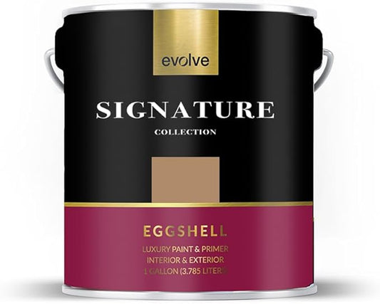EVOLVE Signature Paint & Primer: Luxury Paint & Primer for Indoor & Outdoor Surfaces, Minimal Odor, Eggshell Sheen (Bread Brown, 1 Gallon)