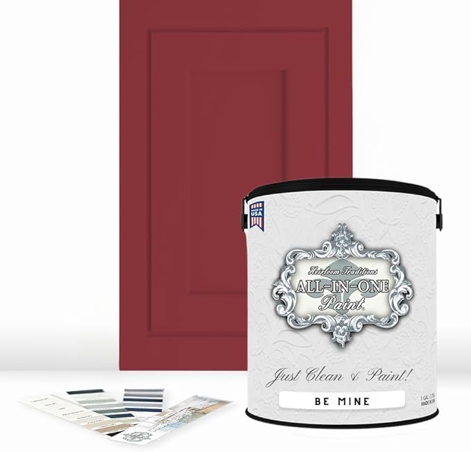 ALL-IN-ONE Paint, Durable cabinet and furniture paint. Built in primer and top coat, no sanding needed. Includes our 30 featured color card - Be Mine, Gallon