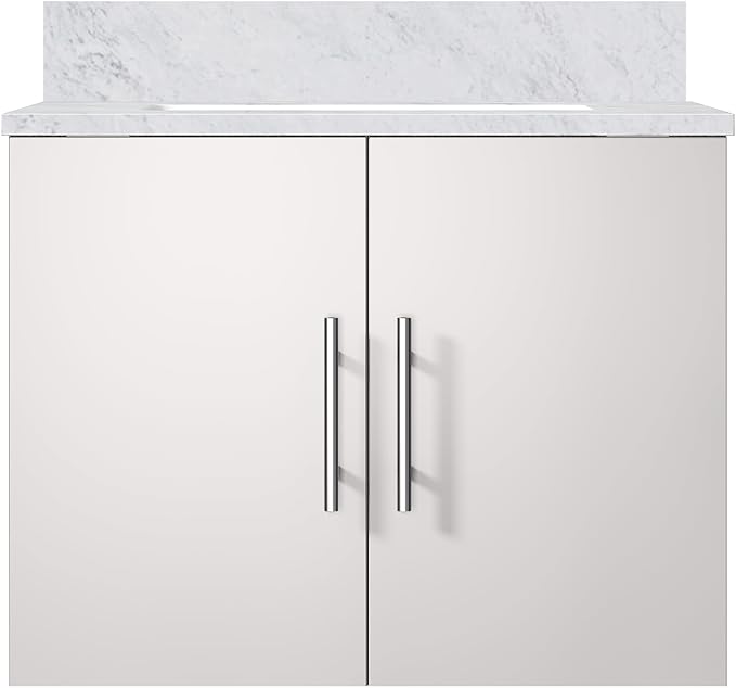 Sonoma 24" W x 22" D Glossy White Bath Vanity & Carrara Marble Top