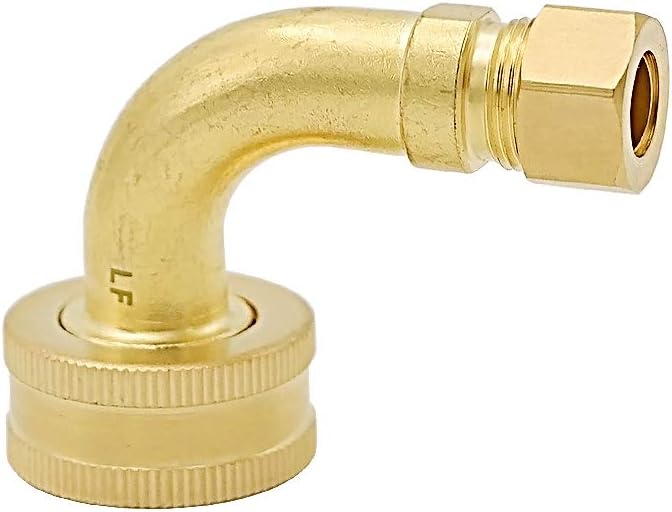 HYDRO MASTER Brass Dishwasher Inlet Elbow Solid Brass,3/8" OD Comp x 3/4" FNH.