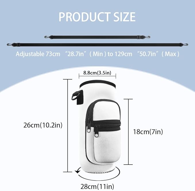 Axolotl Stainless Steel Water Bottle 20 OZ Cherry Blossom Insulated Water Bottle Carrier Sling Bag Water Bottle Pouch Adjustable Strap