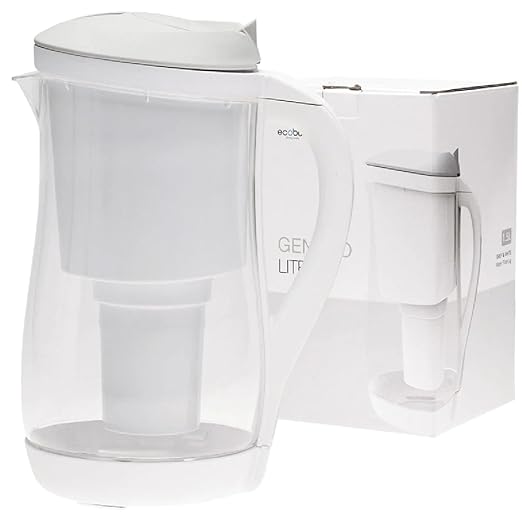 Gentoo Lite (Gray & White) Alkaline Water Filter Jug 1.5L with 1 x Gentoo Filter Cartridge