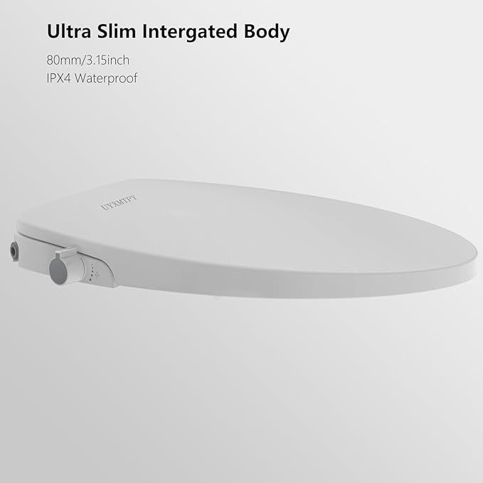 Non-Electric Bidet Toilet Seat - Fits Existing Elongated Toilets, White, Dual Nozzle System, Slow-Close, Self-Cleaning Nozzles, Easy Installation