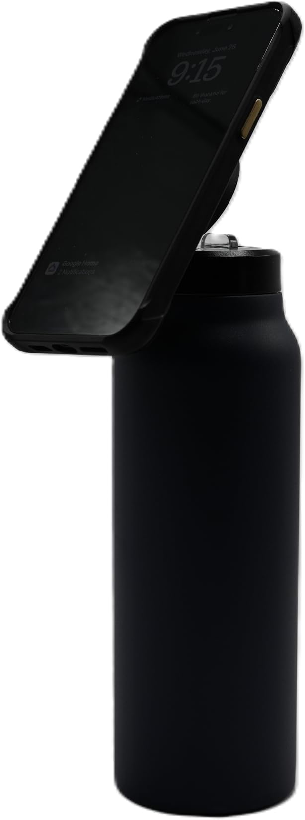 Magnetic Ring Top Insulated Stainless Steel Water Bottle with Phone Holder, 360° Rotation, Portrait/Landscape Modes, (Blue)