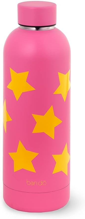 ban.do Stainless Steel Water Bottle with Neoprene Bottle Holder, 25 oz Pink Metal Water Bottle, Water Bottle Bag Crossbody, BPA Free Water Bottle with Adjustable Sling, Stars
